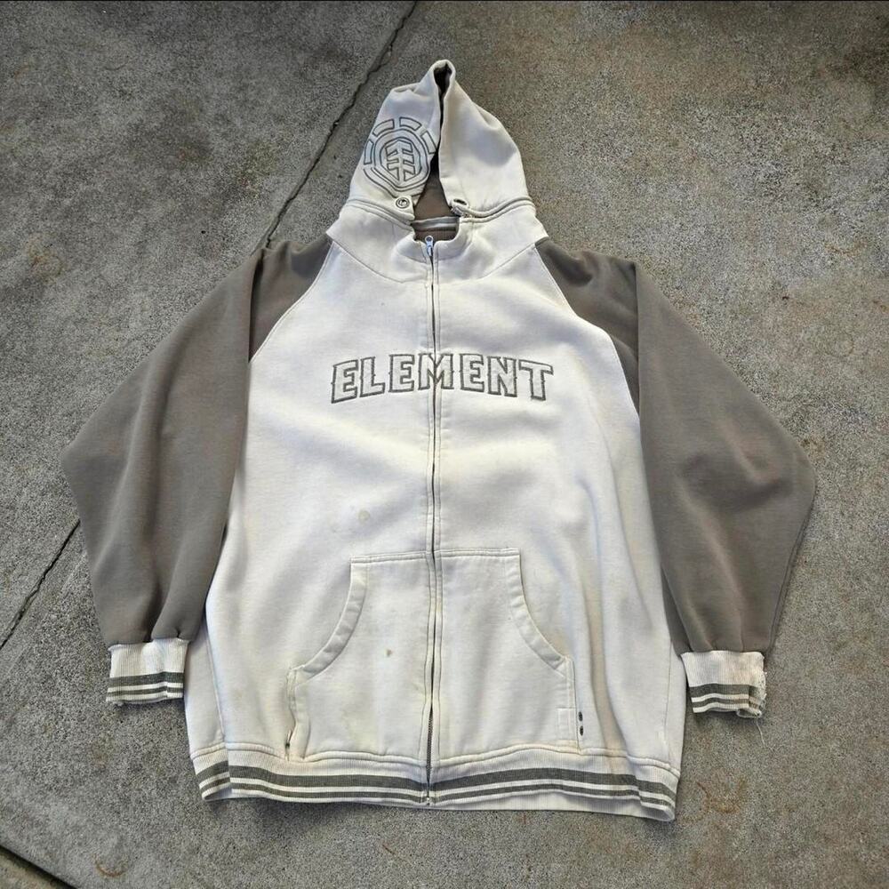 Vtg Y2k ELEMENT SKATEBOARDS Arc Logo Skate Zip Off Hood Zip Up Hoodie XL